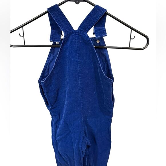 Vintage corduroy toddler Blue Fire Truck patch jumper Overalls 100% cotton 24mos - Picture 4 of 9